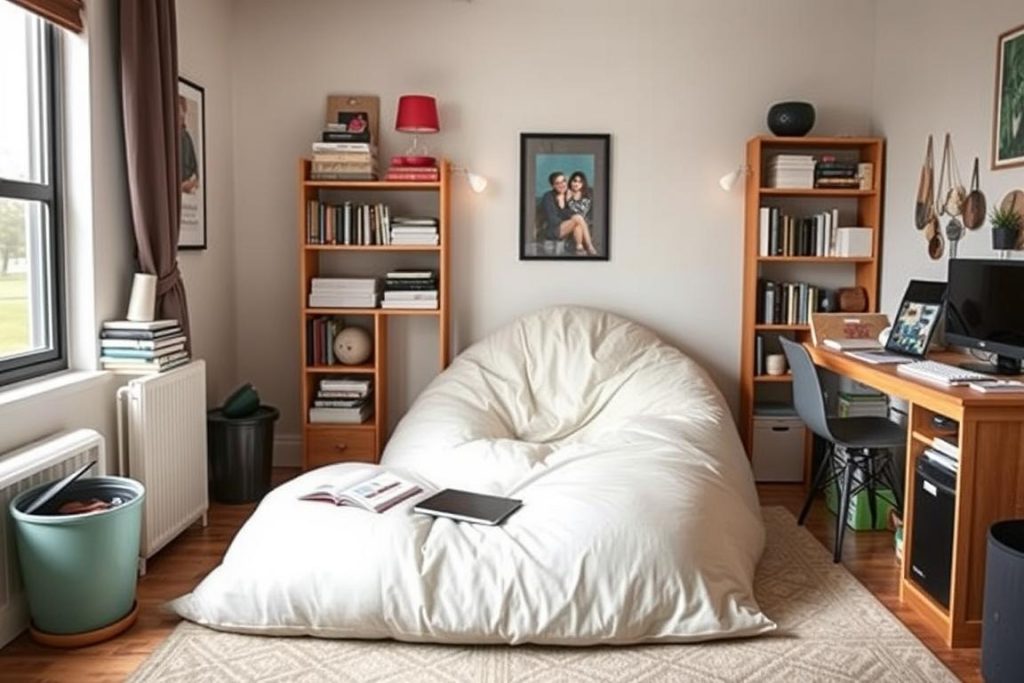 7 foot bean bag chair in a dorm room or small apartment 7 foot bean bag chair in a dorm room or small apartment
