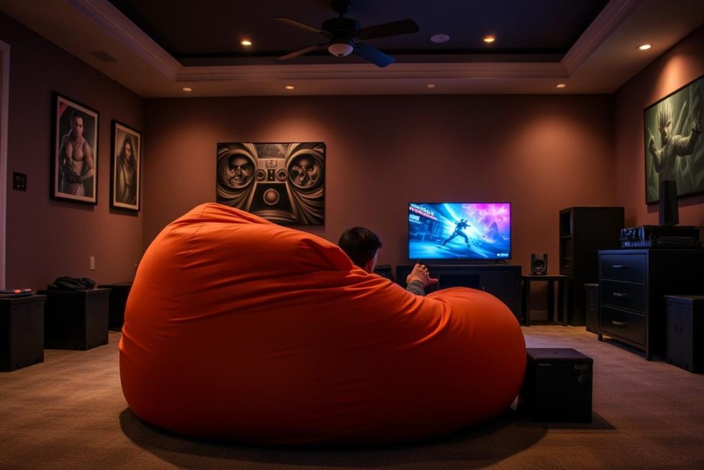 7 foot bean bag chair in a gaming or entertainment room 7 foot bean bag chair in a gaming or entertainment room