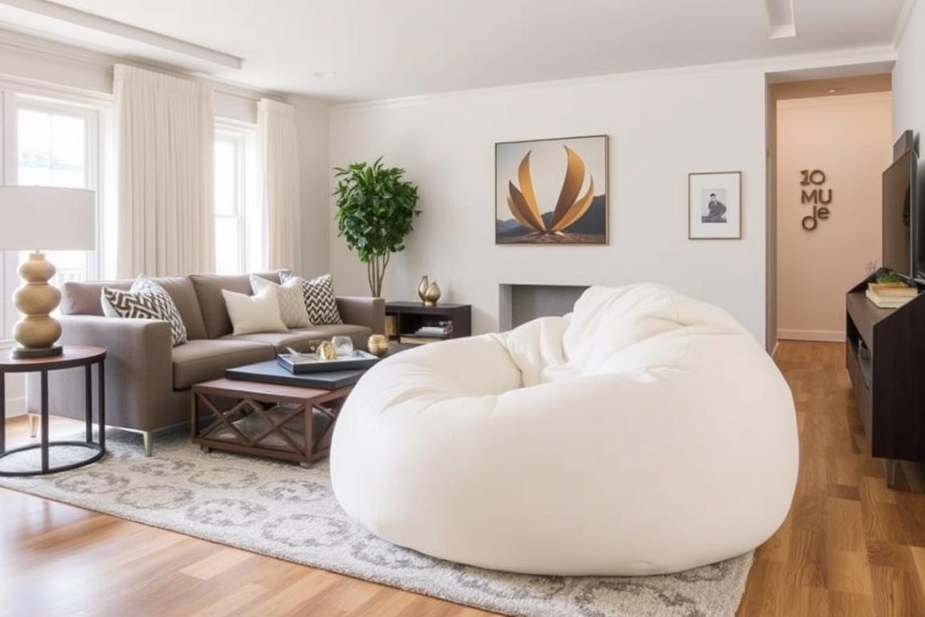 7 foot bean bag chair in a modern living room setting 7 foot bean bag chair in a modern living room setting