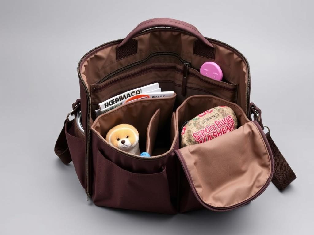 Barking Bags Original dog walking bag showing organizational features Barking Bags Original dog walking bag showing organizational features