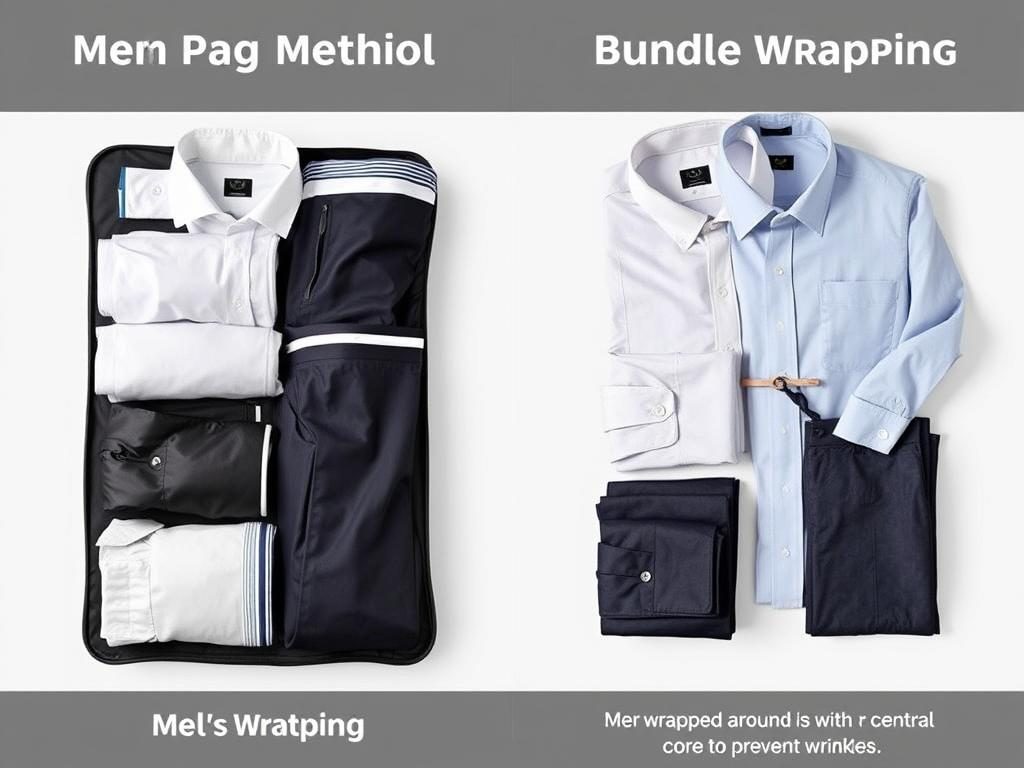 Comparison of rolling method versus bundle wrapping technique for men's clothing Comparison of rolling method versus bundle wrapping technique for men's clothing
