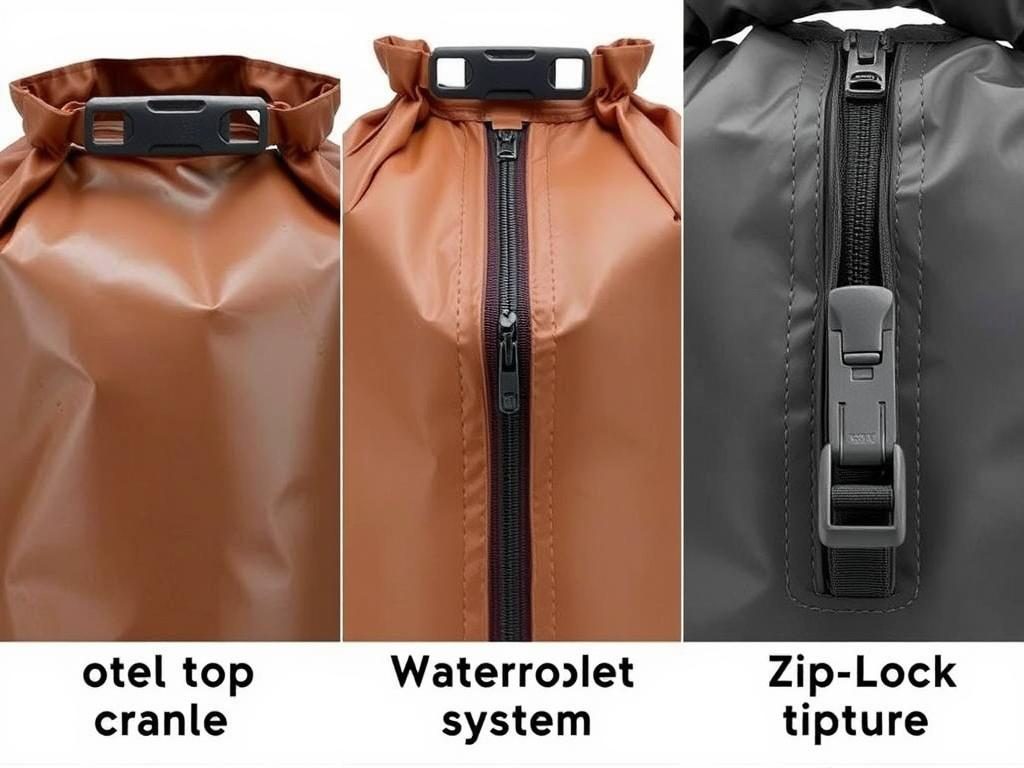 Different types of dry bag closure systems