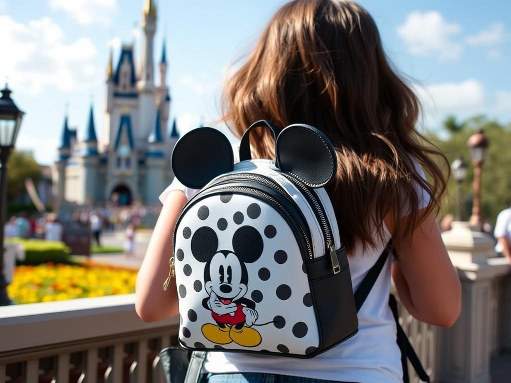 Disney-themed Loungefly Mini Backpack being worn at Magic Kingdom Disney-themed Loungefly Mini Backpack being worn at Magic Kingdom