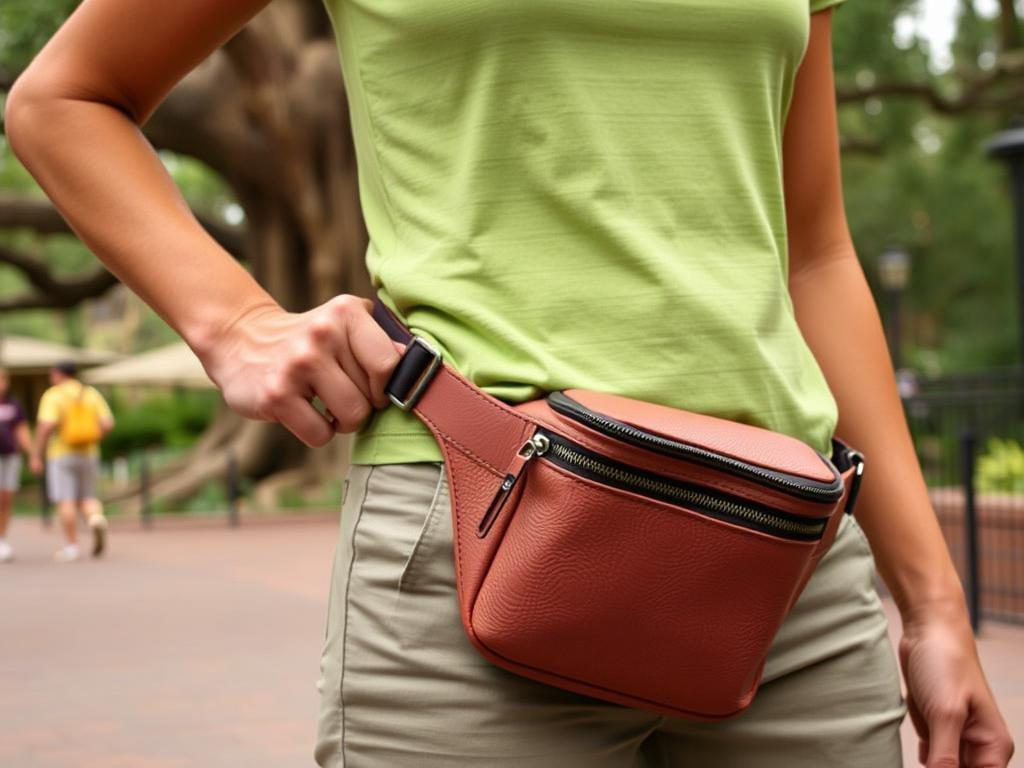 Freshly Picked Park Pack belt bag being worn at Disney World Freshly Picked Park Pack belt bag being worn at Disney World