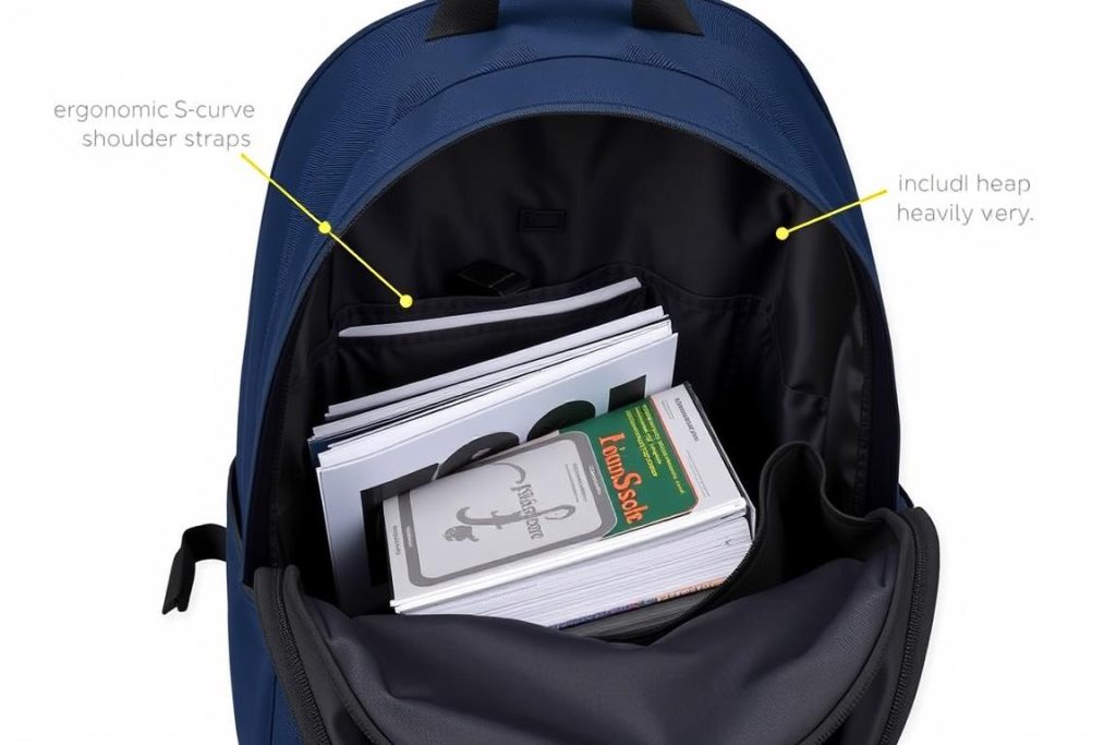 JanSport Big Student backpack showing its spacious main compartment and ergonomic straps JanSport Big Student backpack showing its spacious main compartment and ergonomic straps