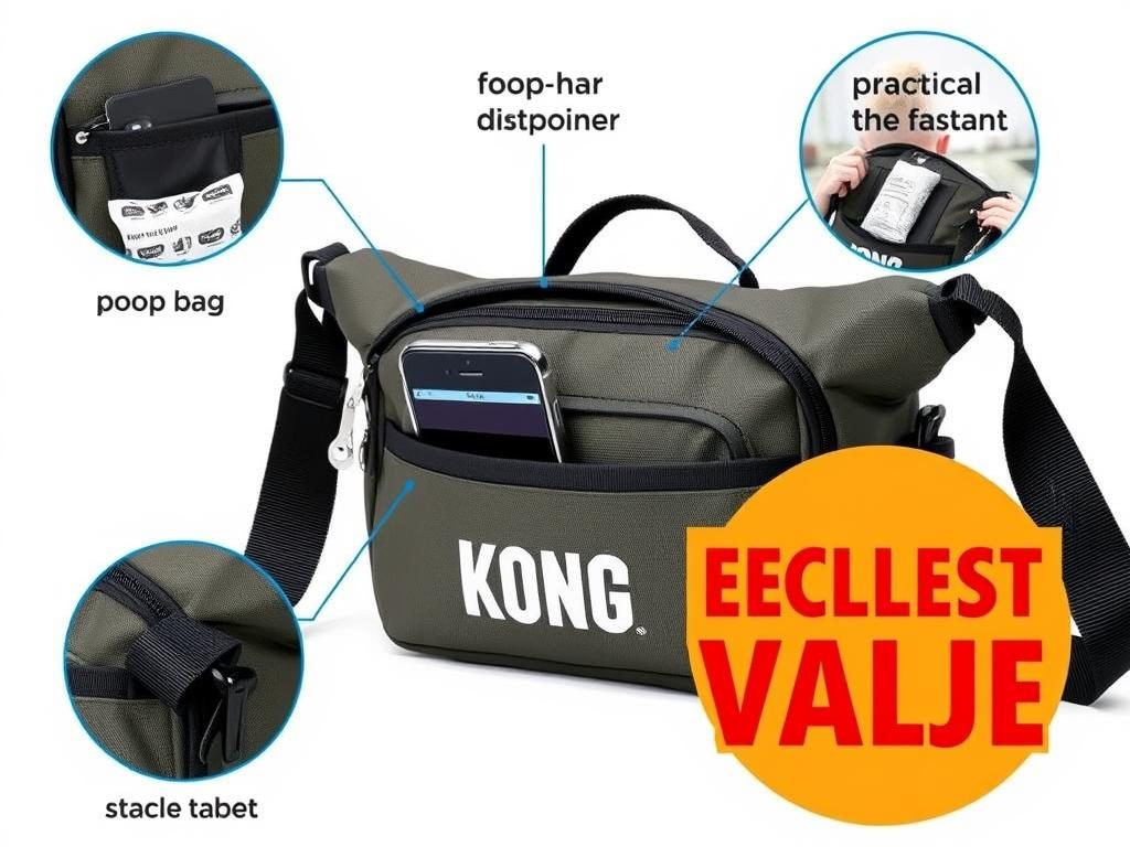 KONG Hiking Bag dog walking bag showing value features KONG Hiking Bag dog walking bag showing value features