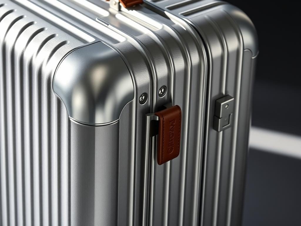 Rimowa Classic Cabin aluminum suitcase showing premium construction and iconic grooved design Rimowa Classic Cabin aluminum suitcase showing premium construction and iconic grooved design
