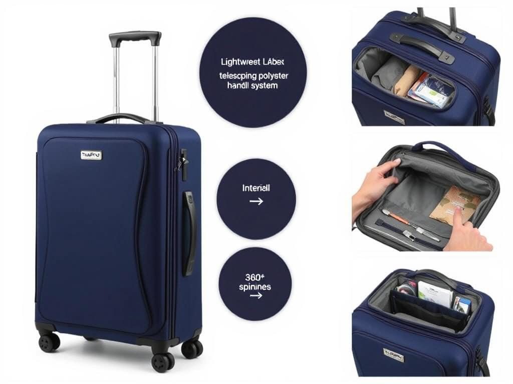 Travelpro Maxlite 5 softside expandable spinner showing lightweight design and professional appearance Travelpro Maxlite 5 softside expandable spinner showing lightweight design and professional appearance