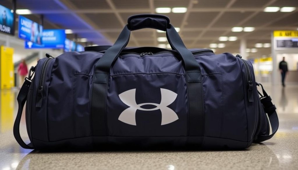 Under Armour Undeniable Duffel 4.0 being used for travel Under Armour Undeniable Duffel 4.0 being used for travel