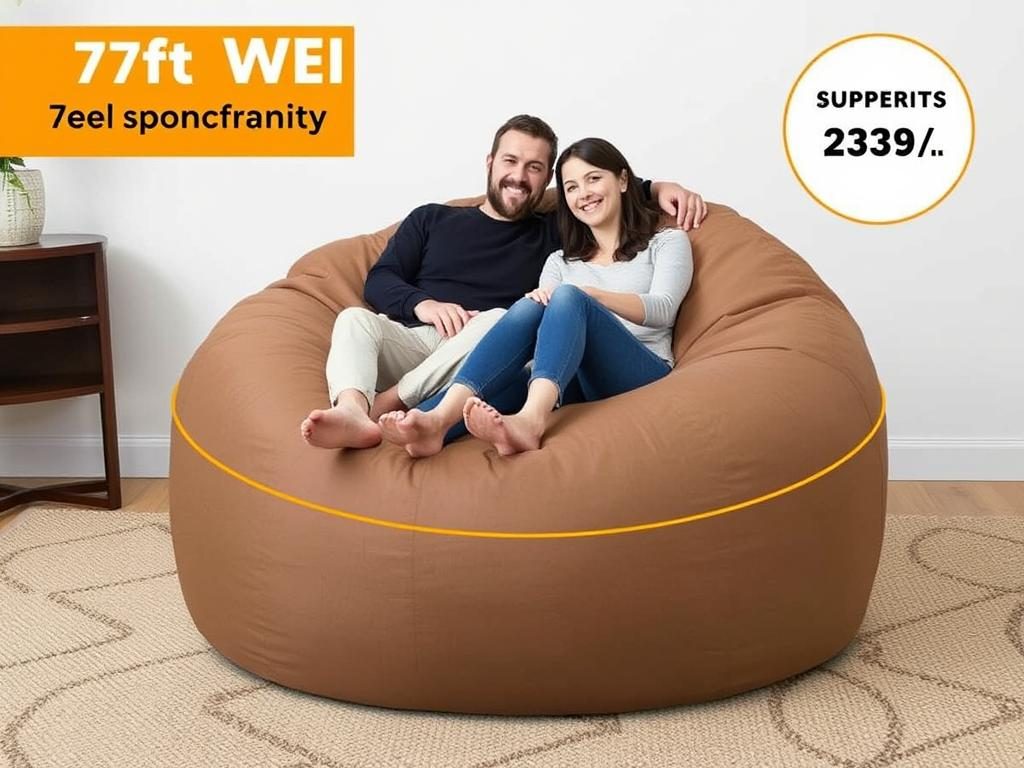 Weight capacity demonstration of a 7 foot bean bag chair Weight capacity demonstration of a 7 foot bean bag chair