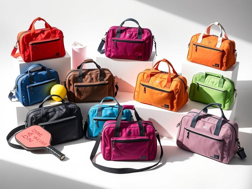 Collection of stylish yet functional women's pickleball bags in various colors