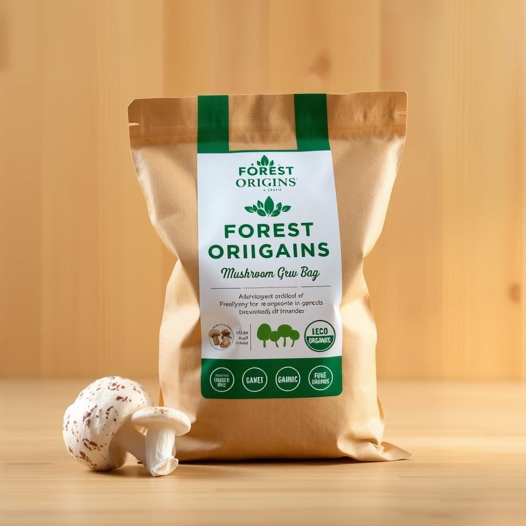 Forest Origins organic all in one mushroom grow bag with eco-friendly packaging Forest Origins organic all in one mushroom grow bag with eco-friendly packaging