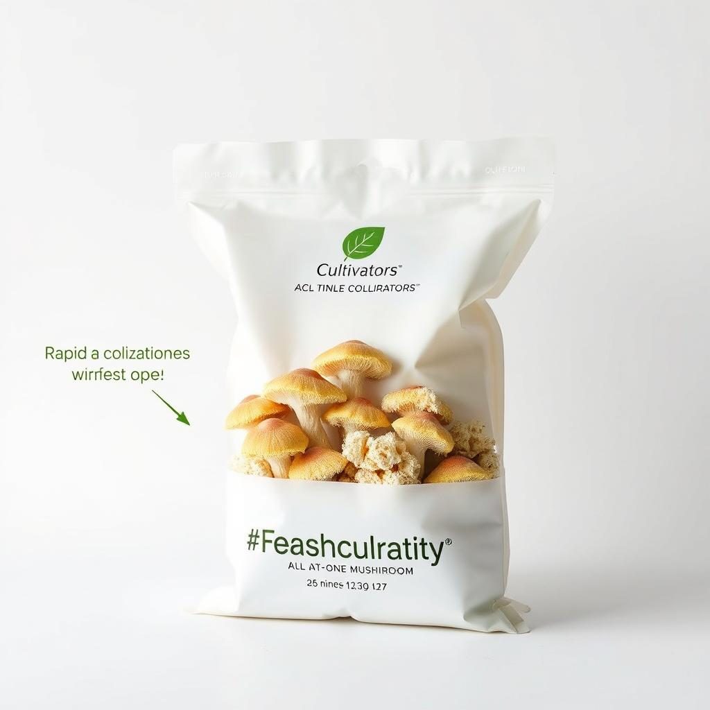 Fresh Cultivators all in one mushroom grow bag showing rapid colonization Fresh Cultivators all in one mushroom grow bag showing rapid colonization