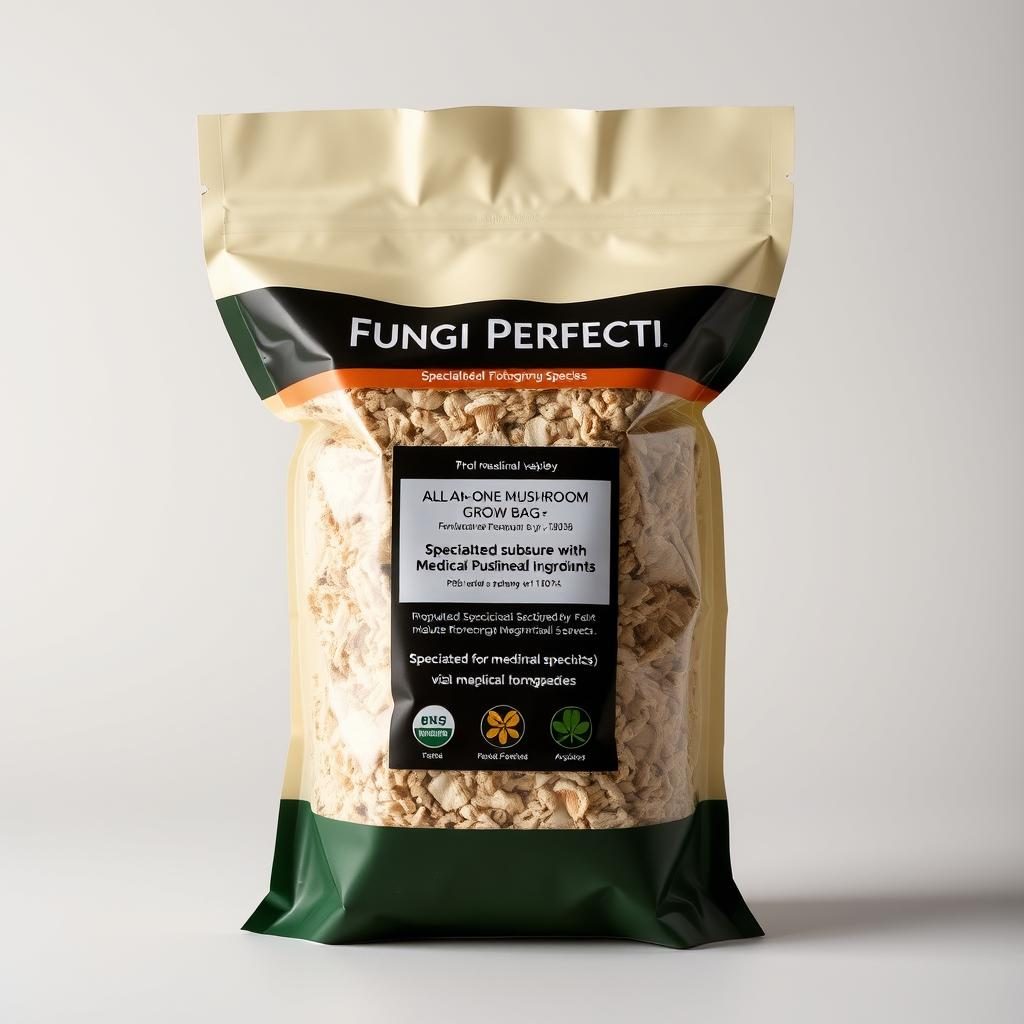 Fungi Perfecti all in one mushroom grow bag optimized for medicinal mushroom species Fungi Perfecti all in one mushroom grow bag optimized for medicinal mushroom species