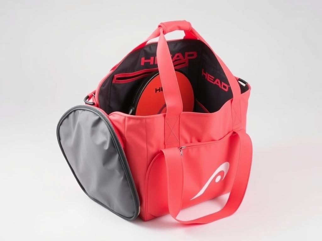 HEAD Pickleball Tote Bag in coral color with racquet compartment visible