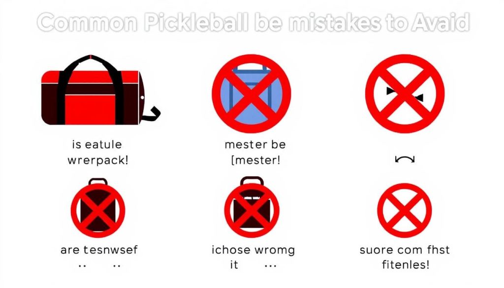 Illustration showing common pickleball bag selection mistakes to avoid