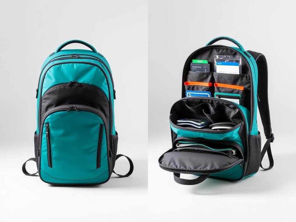 ONIX Pickleball Versa Backpack in teal color with multiple compartments visible