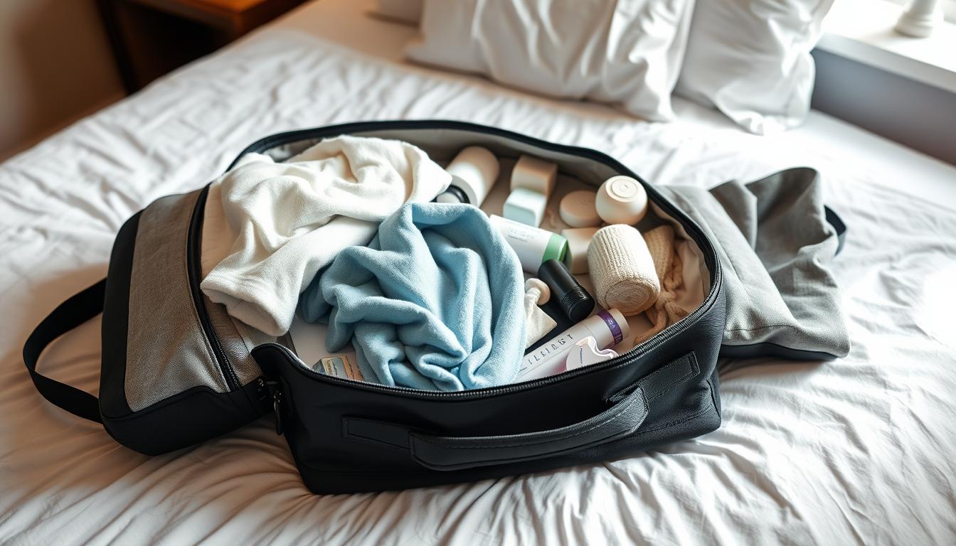 Packed hospital bag with essential items for mom ready for delivery day