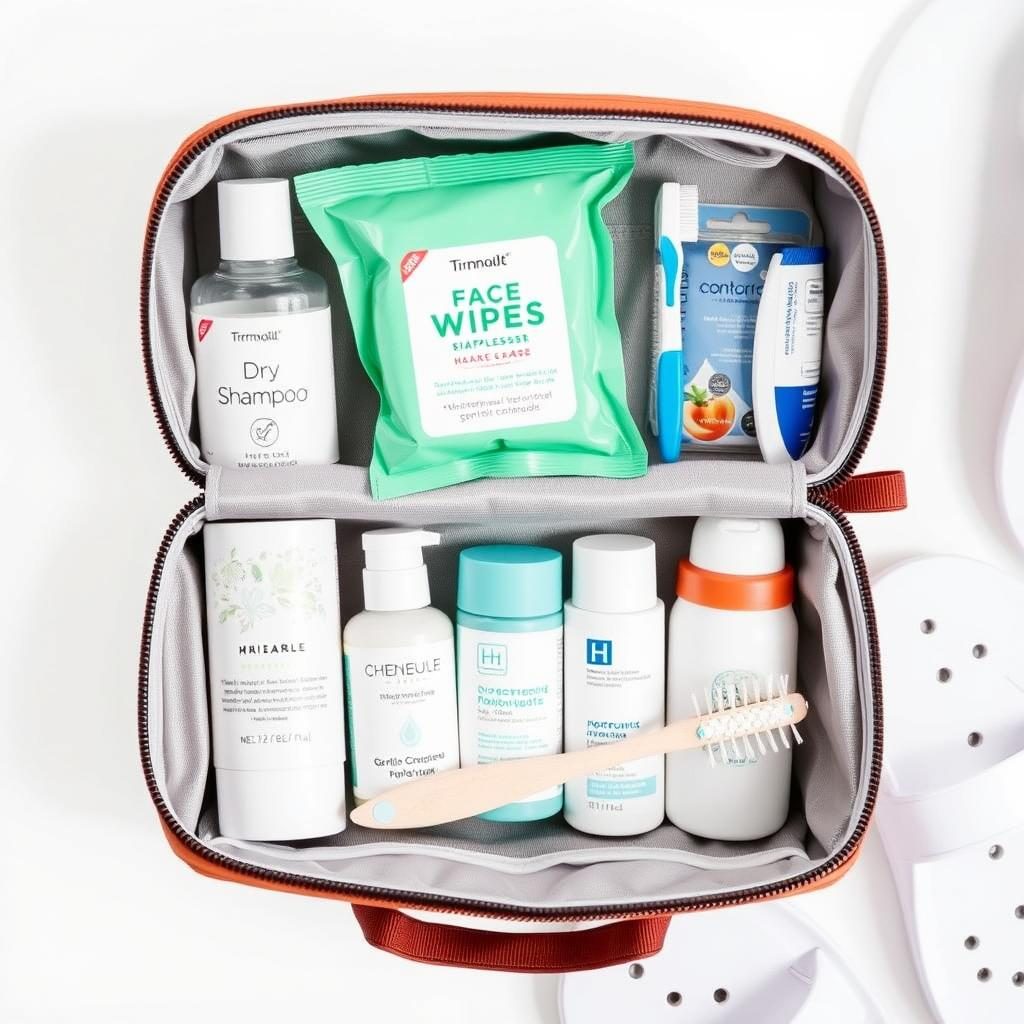 Toiletry kit with postpartum care essentials for hospital stay