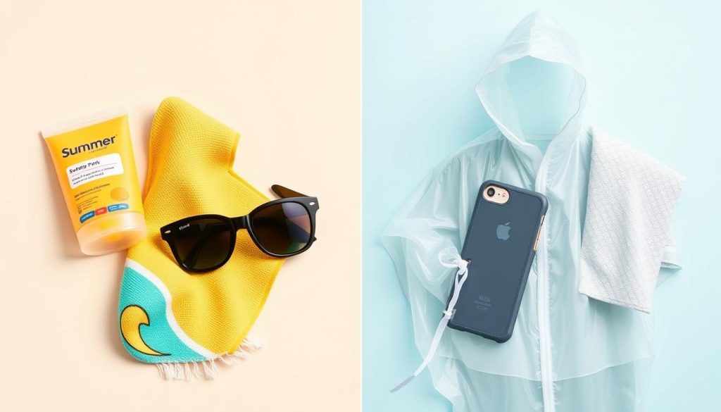Weather-specific items for different amusement park conditions